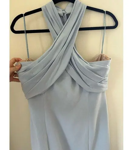 Cinq à Sept NEW Cinq a Sept Adela Tie-Back Trumpet Midi Dress in Light Blue