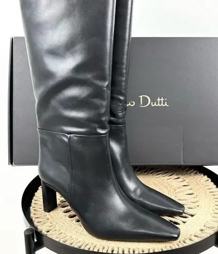 Massimo Dutti  Heeled Knee High Leather Boots Black Size 7.5US 38EU NWT