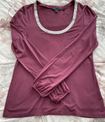 Boden USA Boden Maroon Dark Red Blouse w/silver sequin Collar, size 8