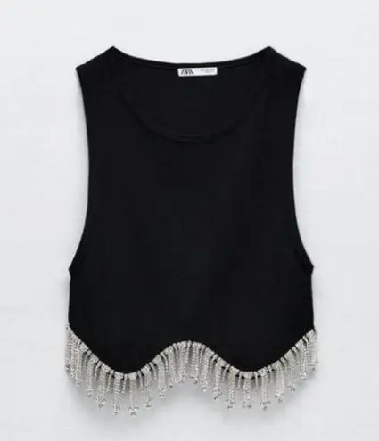 ZARA  seamless rhinestone crop top.