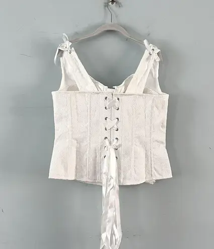 NWT Corset Story White Cotton Embroidery Anglaise Overbust with Gathered Bust Size undefined