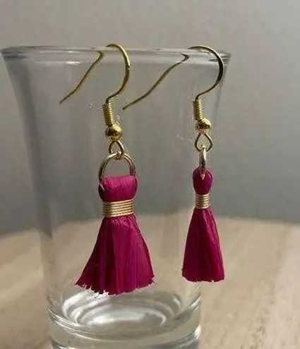 Handmade 2/$15 Pink Crepe Paper Earrings