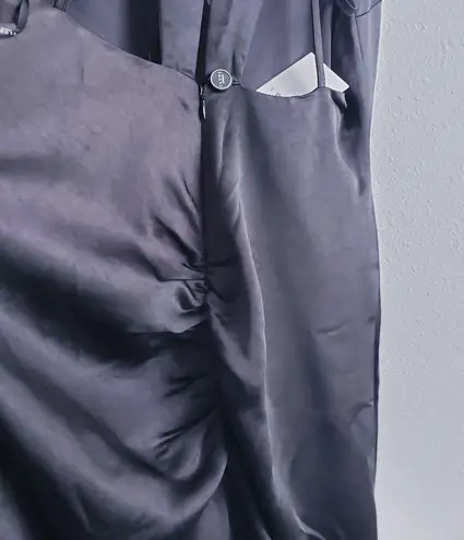 Club L London Emery Plunge Neck Strappy Satin Maxi Dress New With Tags Black Size 8