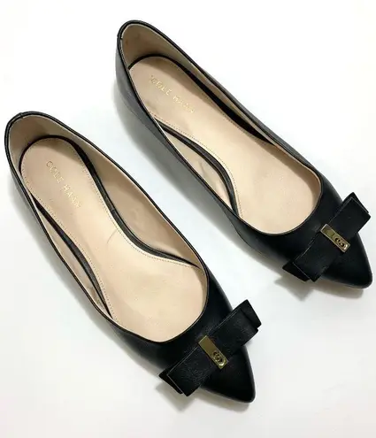 Cole Haan Elsie Bow Skimmer Black Leather Ballet Flats Size 6 35 From Leslis