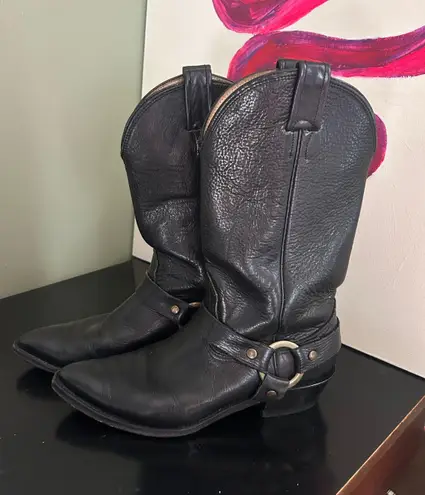 Vintage Leather Cowboy Boots Black Size 8