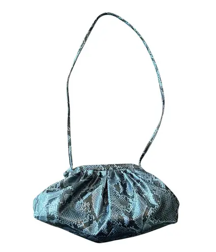 Snakeskin Print Shoulder Bag Purse Bottega Inspired Clutch Style Faux Leather