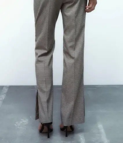 Zara BELTED HOUNDSTOOTH PANTS ECRU / BLACK 0/8766/621/070/03 Zara BELTED HOUNDSTOOTH PANTS ECRU / BLACK 0/8766/621/070/03