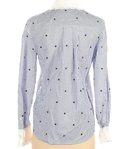 Kate Spade  Stars and Stripes Blue Striped Star Button Up Shirt Broome Street Med