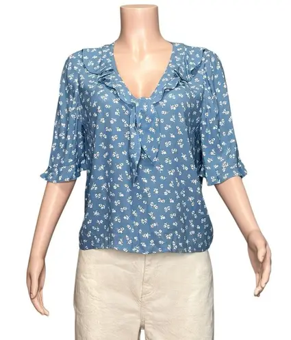 Sézane Pomme Blouse, Mini Blue Flower, FR38/US6