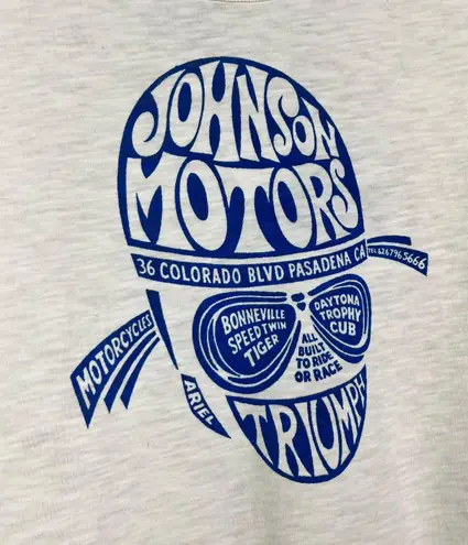 Johnson Motors Women's Cream Fitted Baby Tee NWT Bikercore Biker Large L Racing