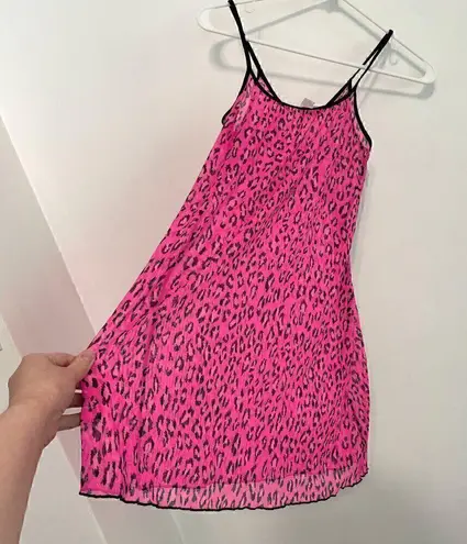 Victoria's Secret  VS Pink Black Cheetah Leopard Mesh Y2K Babydoll Lingerie Dress