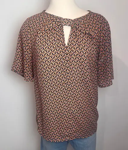 Pleione Geo Abstract Bow Detail Blouse