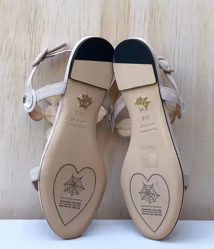 Charlotte Olympia NIB Semi-precious rhinestone suede flat Sandal 35.5 US 5.5
