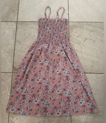 Floral Pink Dress boho smocking top size small