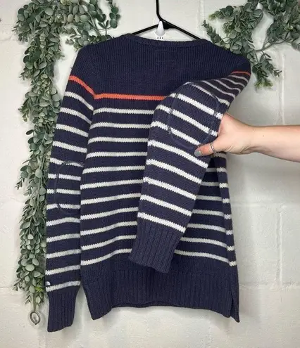 The North Face  | women wool crew neck sweater striped elbow patches