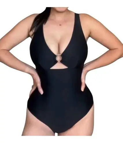 Lushious Disco One Piece Large Chest Swim Suit Black Size Splendid (2X) NWT