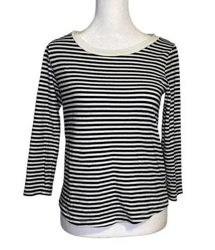 COS black & white striped three-quarter sleeve cotton top size XS