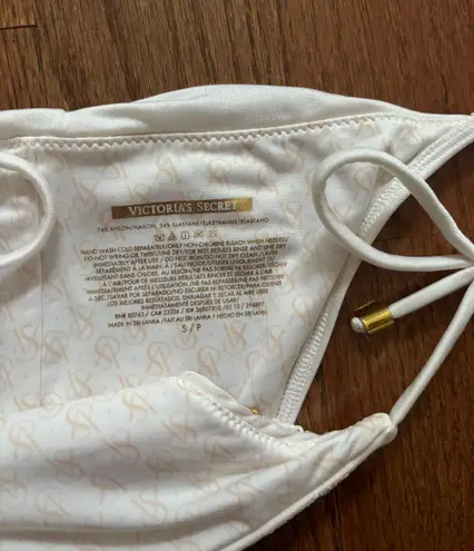 Victoria's Secret Y2k Victoria’s secret sequined white and gold triangle tie bikini top and bottom 