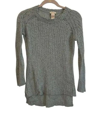 Sundance Teal Seafoam Green Long Sleeve Open Knit Crew Neck Sweater Small Blue