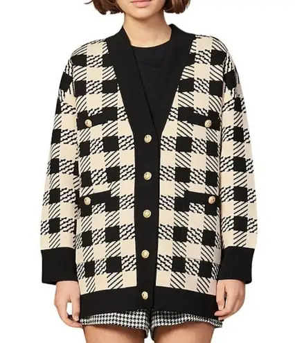 Sandro ππ Jisou Oversized Checked Knitted Cardigan ~ Beige