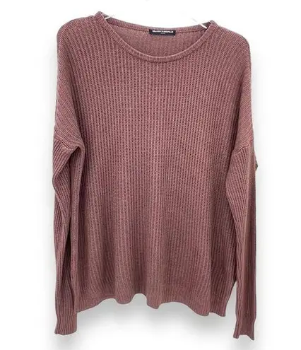 Brandy Melville  brown rib knit crew pullover sweater one size XL