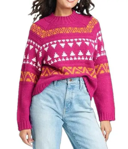 Universal Threads Universal Thread NWT Pink Fair Isle Mock Turtleneck Pullover Sweater Small