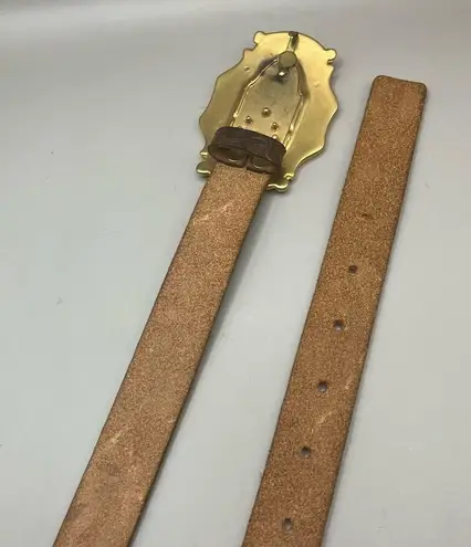 VTG Streets Ahead Belt M Rhinestone Tooled Leather Multicolor Western Artsy 90s Gold