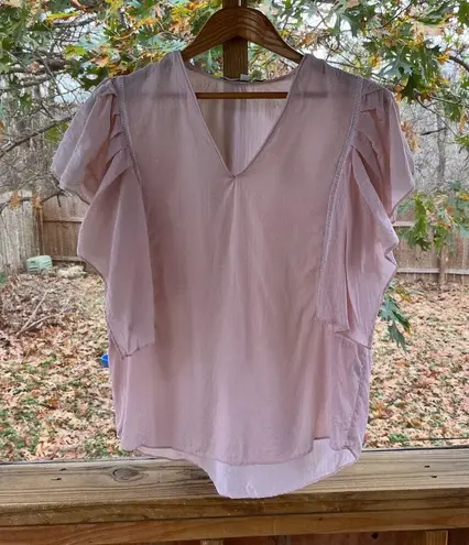 Hunter Bell Women's Ava Top Blush Pink Ruffled Sleeve Size S
