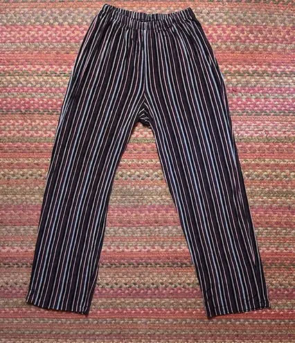 VTG CITY KNITS MICRO STRIPE STRETCHY PULL ON PANTS Black Size M