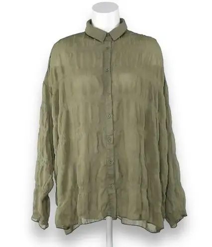 Missguided Mossy green CottageCore whimsy goth drapey super oversized blouse