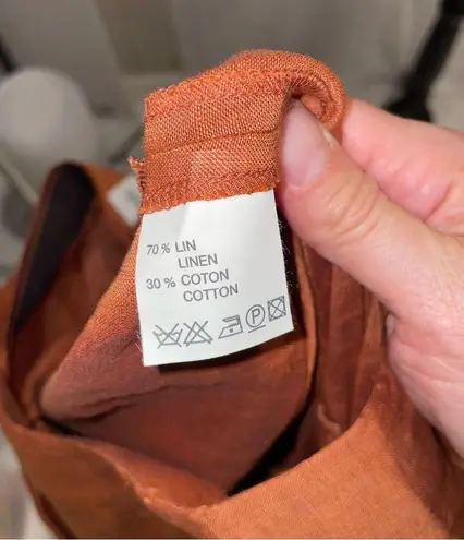 Vintage 90’s Bleu Blanc Rouge luxury linen blend 2 piece orange top pants NWT Size L