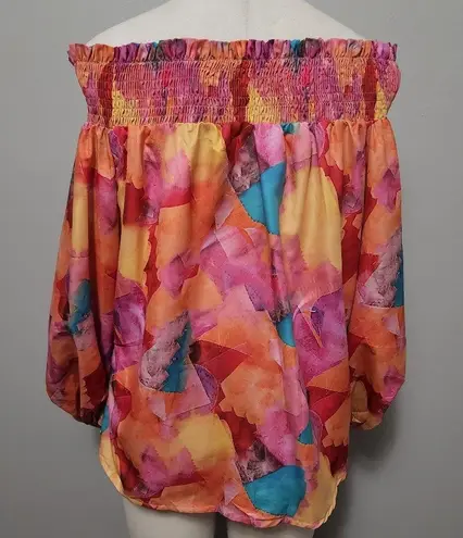 Chic Me  bold multicolored tie dye off shoulder blouse size small