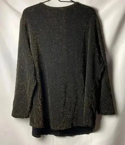 AVENUE WO SIZE 22/24 TUNIC TOP BLACK GOLD METALLIC NYLON SPANDEX BLEND CLEAN