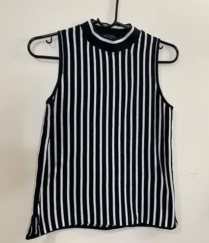 Rag and Bone  Livvy Striped Knit Mock Neck Sleeveless Top Size Medium