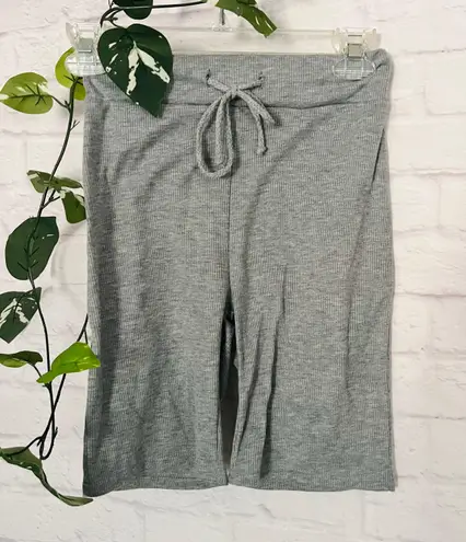 Boutique Grey Rib Knit Biker Shorts