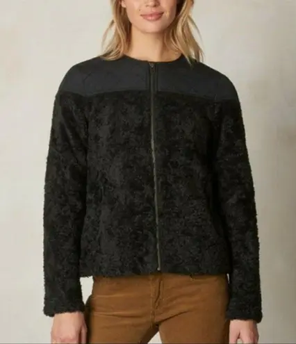 prAna Black Good Lux Fuzzy Full Zip Up Jacket Quilted Sherpa Size XS