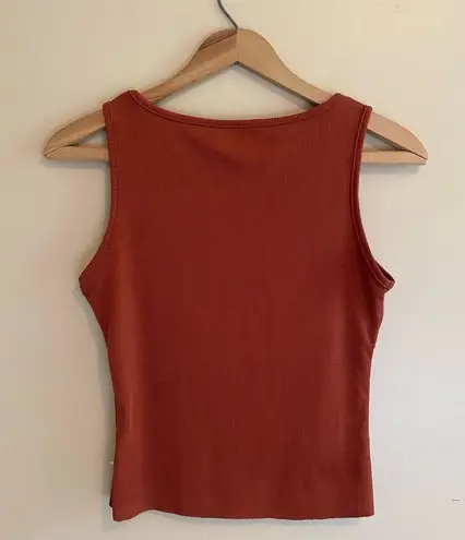 orange red and white ribbed star patchwork tank top Size M