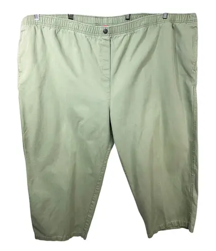 Woman Within Plus Size 36T Cropped Pants Capri Sage Green Cotton Elastic 1577