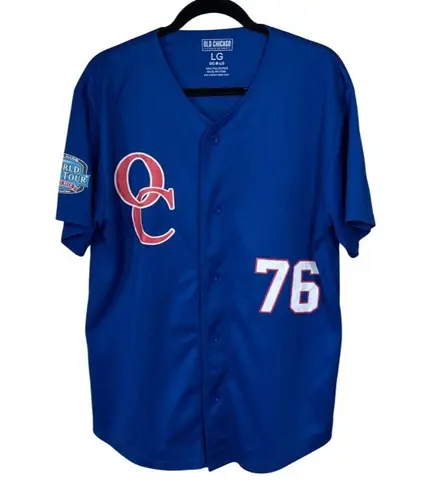 Old Chicago Pizza Taproom World Beer Tour Baseball Jersey Blue Mens Large