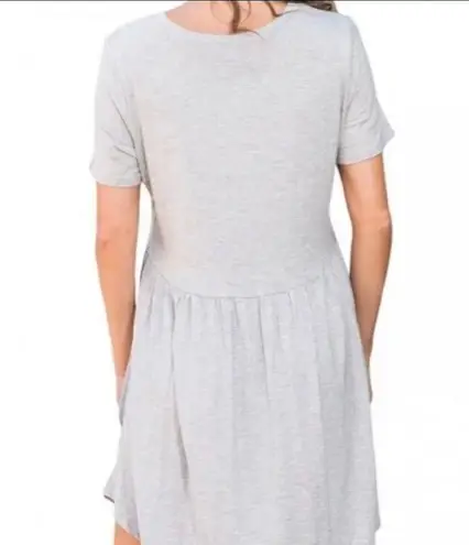 Boutique Gray Babydoll Tunic Dress Short Sleeve