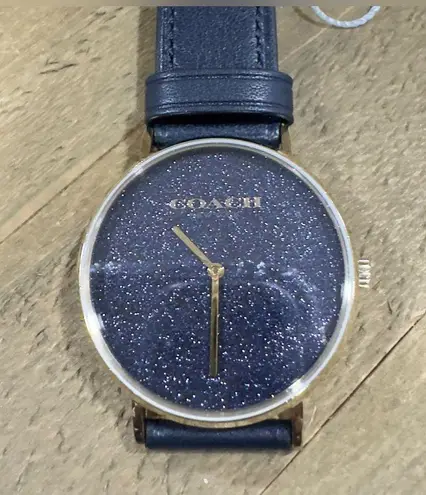 Coach New  Perry Glitter Dial and Navy Leather Strap Watch | 36mm | 14504078