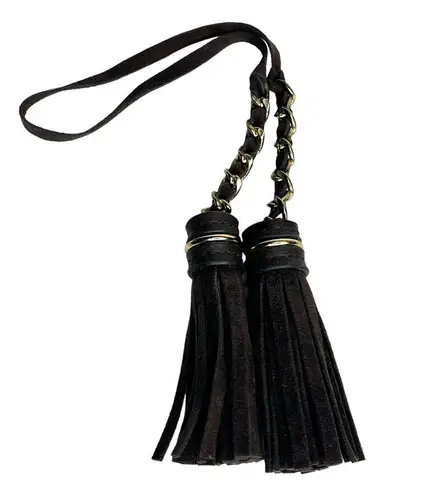 Double Brown Suede Leather & Gold Chain TASSELS for Handbag Purse Luggage FOB