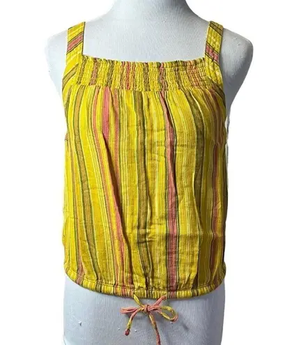 prAna $49 Women's Little Palm Cami Leapfrog Stripe Gold Cotton Top NWT Size XS