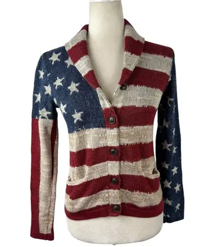 Denim & Supply Ralph Lauren American Flag Sweater Cardigan Size Medium Cotton