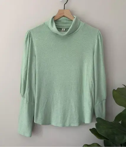 Anthropologie  Soft Long Sleeve Turtleneck Green Stretch Spandex Cozy Winter Fall