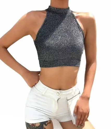 Women Gray Backless Bandage Tank Top