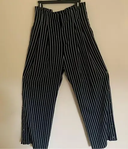 Rachel Roy Navy Blue and White Striped Wide Leg High Rise Palazzo Pants Size 10