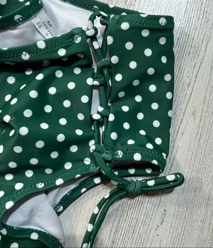 Green Polka Dotted Bikini Lace