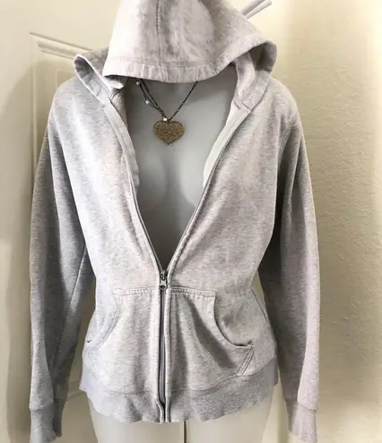 Y2K grey full zip hoodie jacket sweatshirt jacket streetwear slouchy slightly baggy Gray