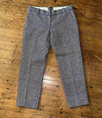 J Crew plaid silk blend lined Cafe Capri elegant 4 pants Black